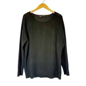 360 Cashmere Roll Neck Sweater Women's MD Black Long Sleeve Ribbed Hemline